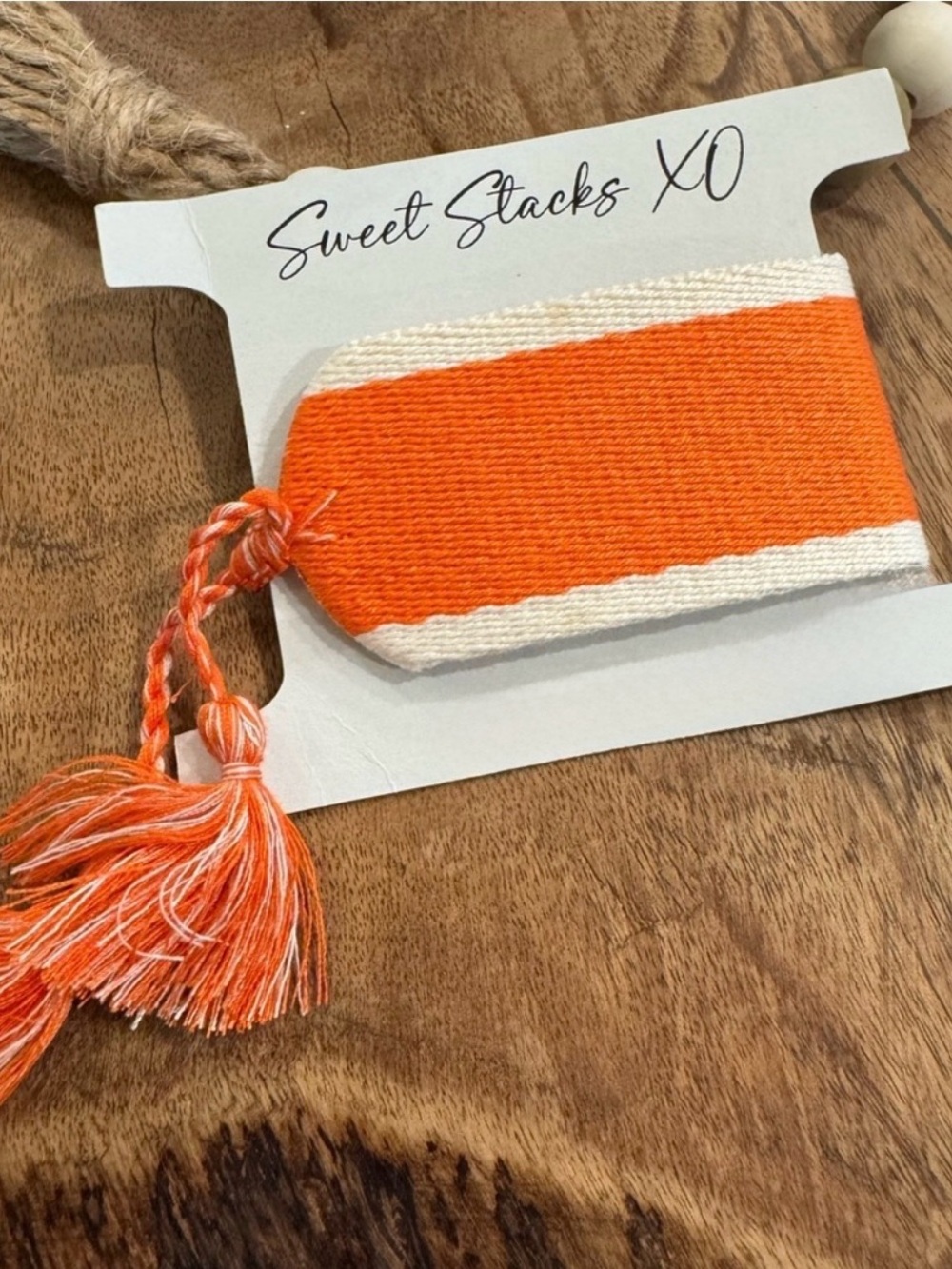 Orange and Cream Tassel Bracelet